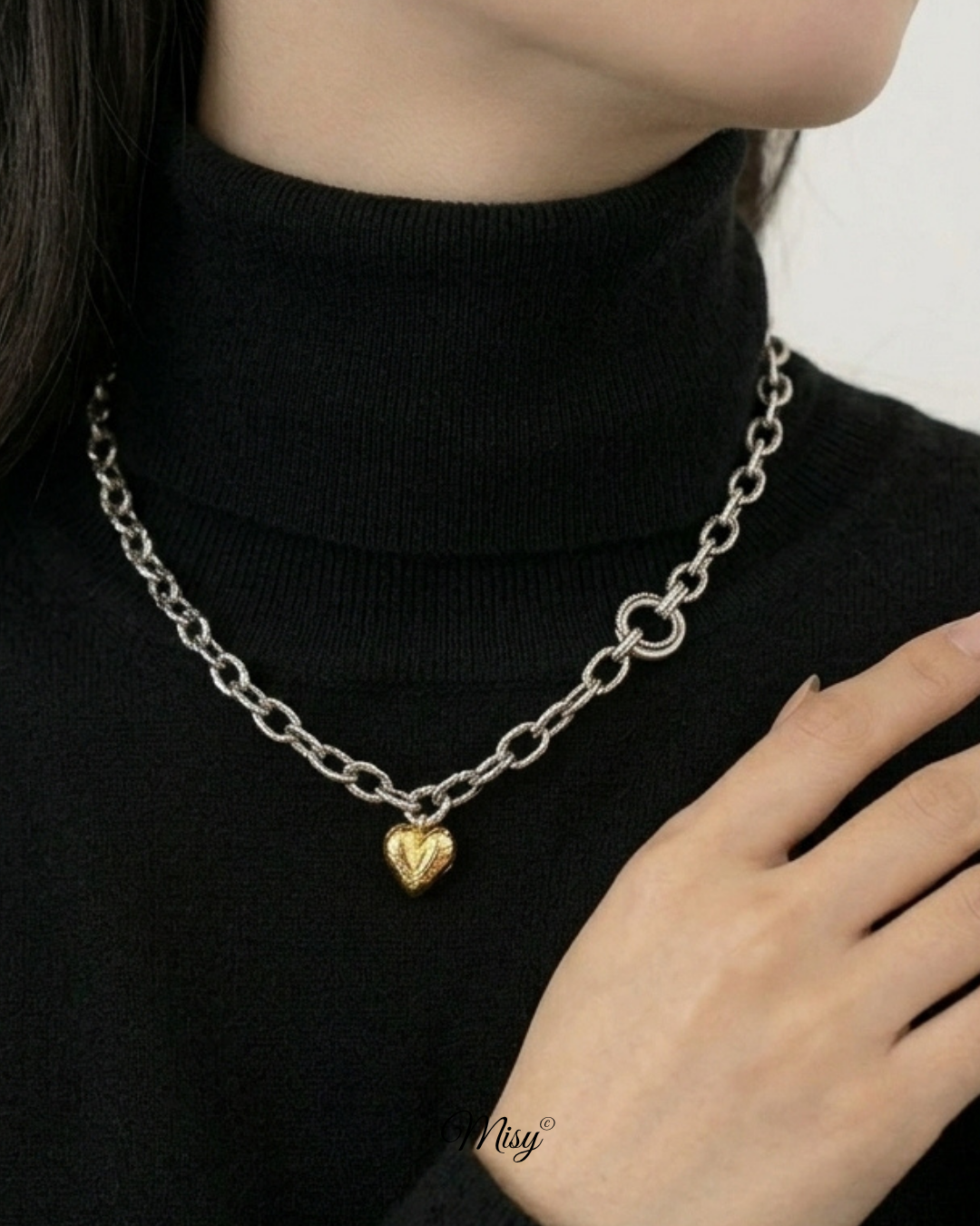 316L Bi Color Heart Necklace