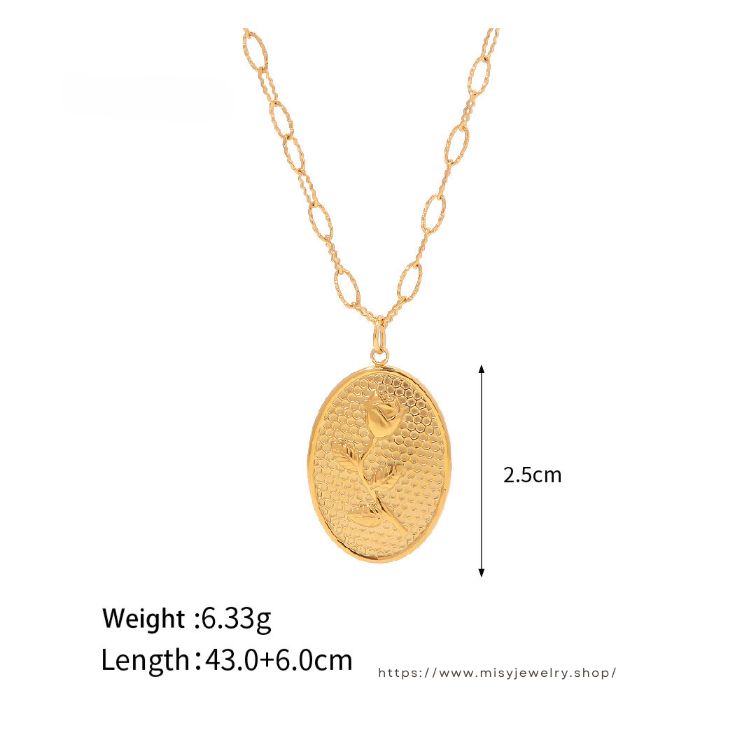316L Coin Rose Necklace 詳細画像1｜Misy Jewelry