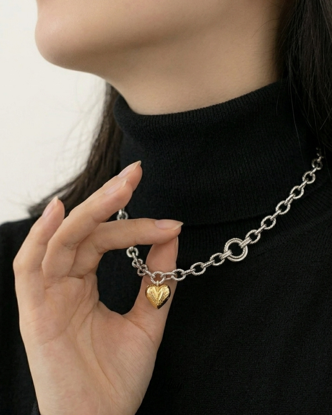 316L Bi Color Heart Necklace