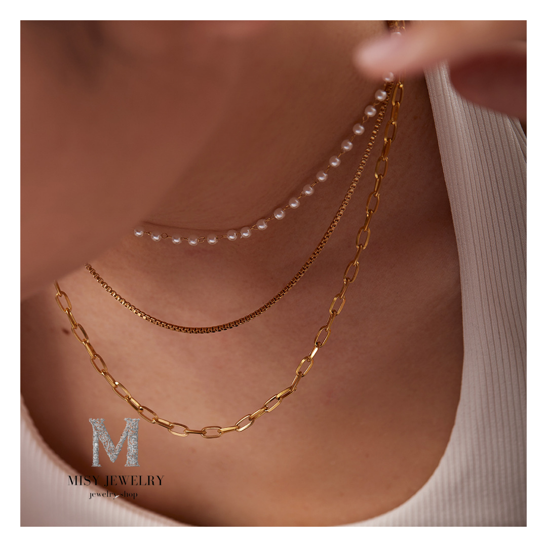 3連 Dot Perl Chain Necklace 詳細画像3｜Misy Jewelry
