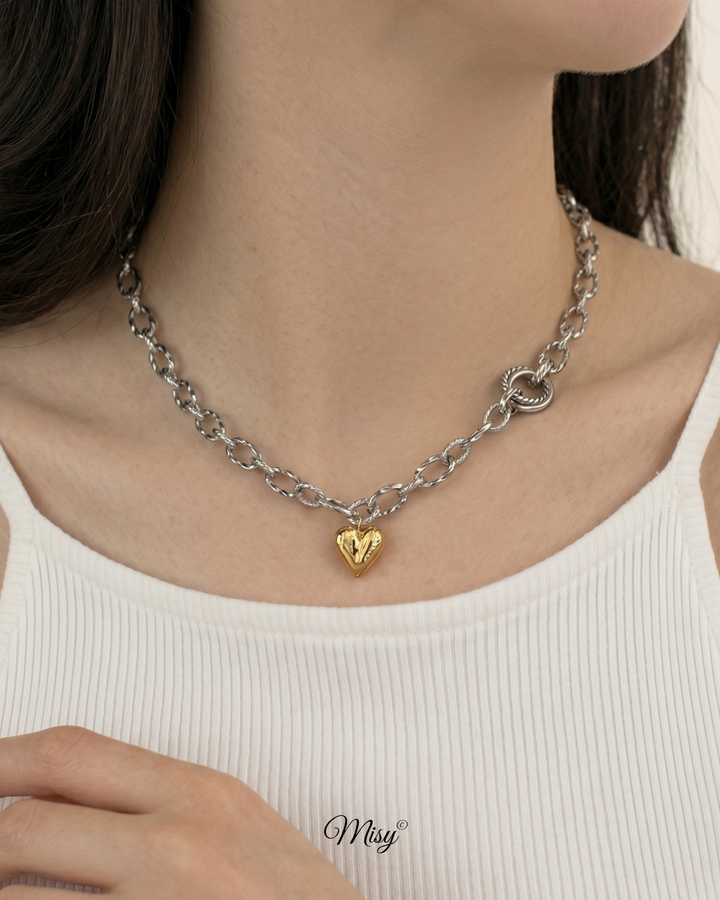 316L Bi Color Heart Necklace