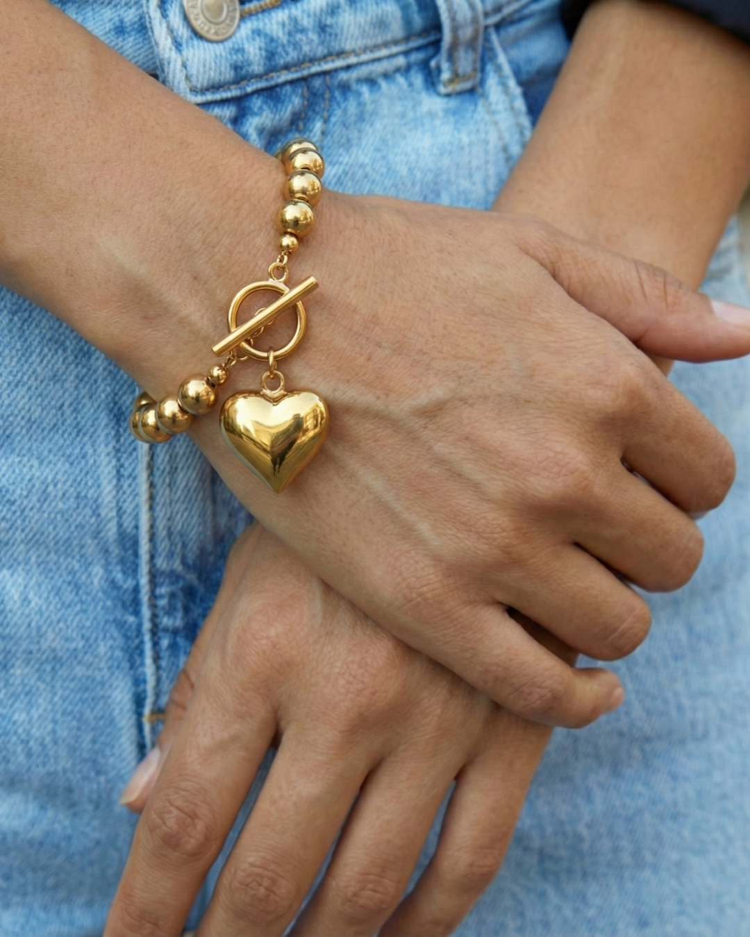 316L Ball Heart Bracelet — 着用イメージ | ブレスレット | サージカルステンレス316L | Misy Jewelry