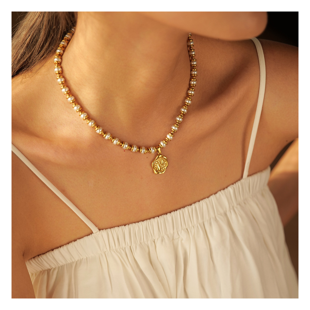 316L Gold Coin Perl Necklace 詳細画像1｜Misy Jewelry