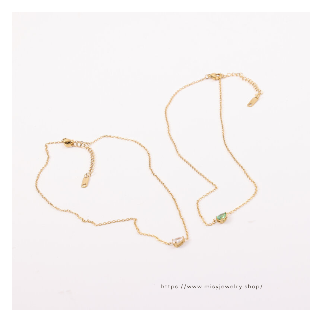 316L Chain Zirconia Green Or White — ディテール | ネックレス | サージカルステンレス316L | Misy Jewelry