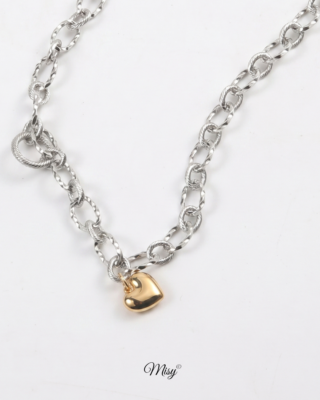 316L Bi Color Heart Necklace