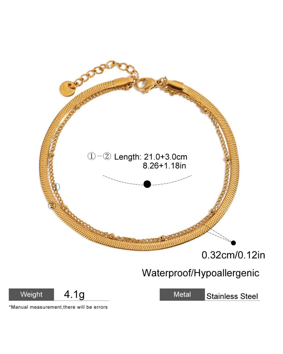 316L Double Layer Anklet — ディテール | ブレスレット | サージカルステンレス316L | Misy Jewelry