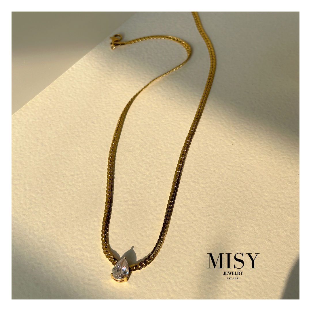 316L Drop Zirconia Chain Necklace - ネックレス｜Misy Jewelry