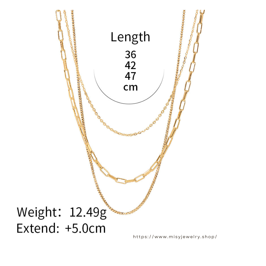 316L Layered Chain Necklace 詳細画像3｜Misy Jewelry