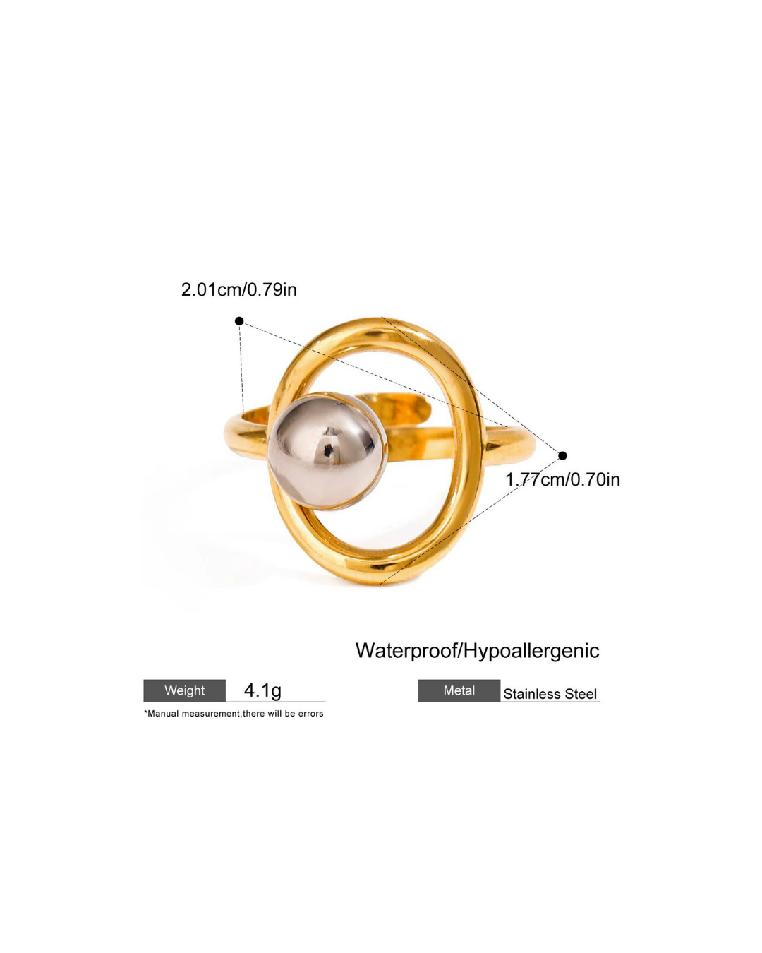 316L Bi-Color Sphere Bubble Ring5 詳細画像2｜Misy Jewelry