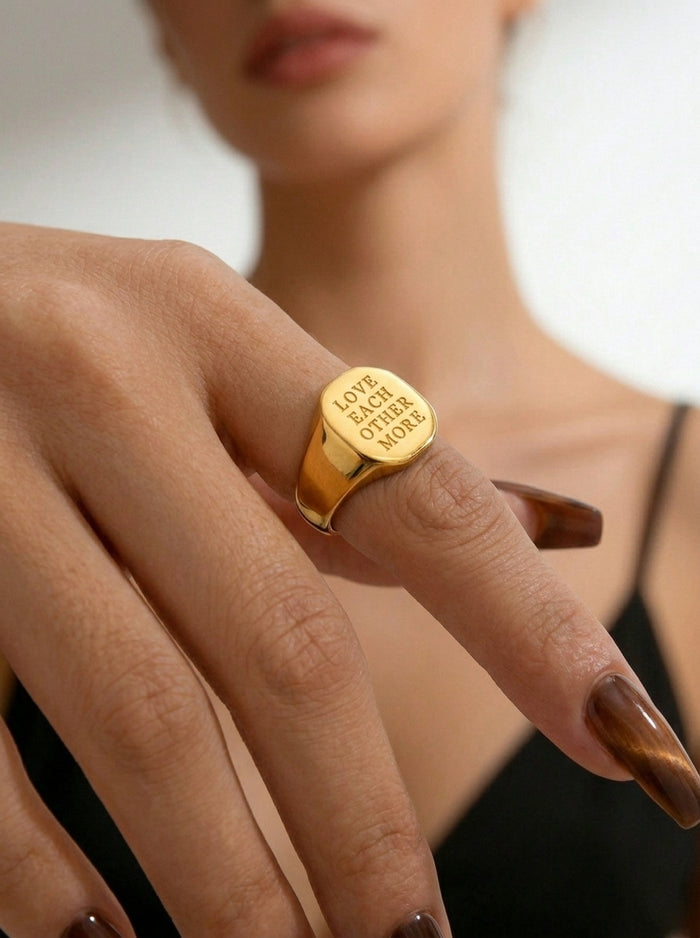 316L Square Ring~LOVE EACH OTHER~
