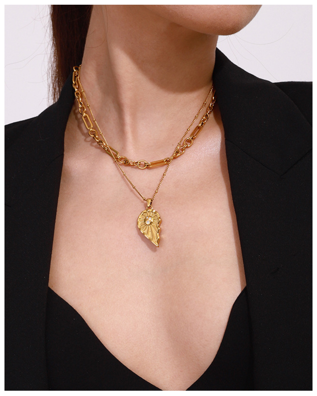 316L Sun & Moon Heart Necklace 詳細画像8｜Misy Jewelry