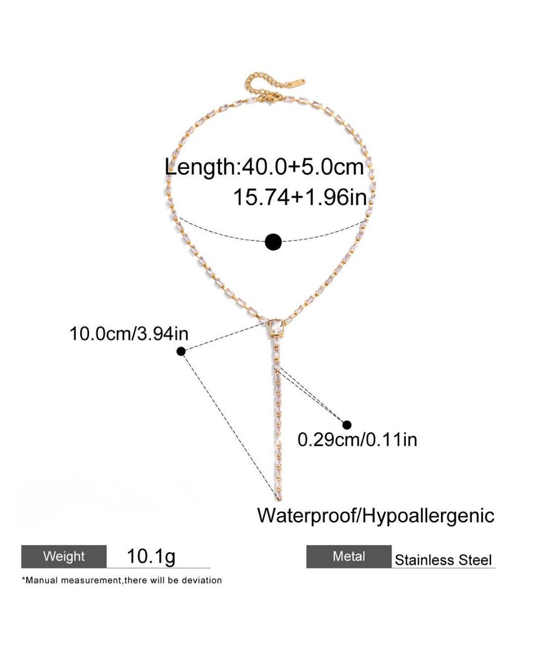 316L Y Line Zirconia Necklace 詳細画像2｜Misy Jewelry