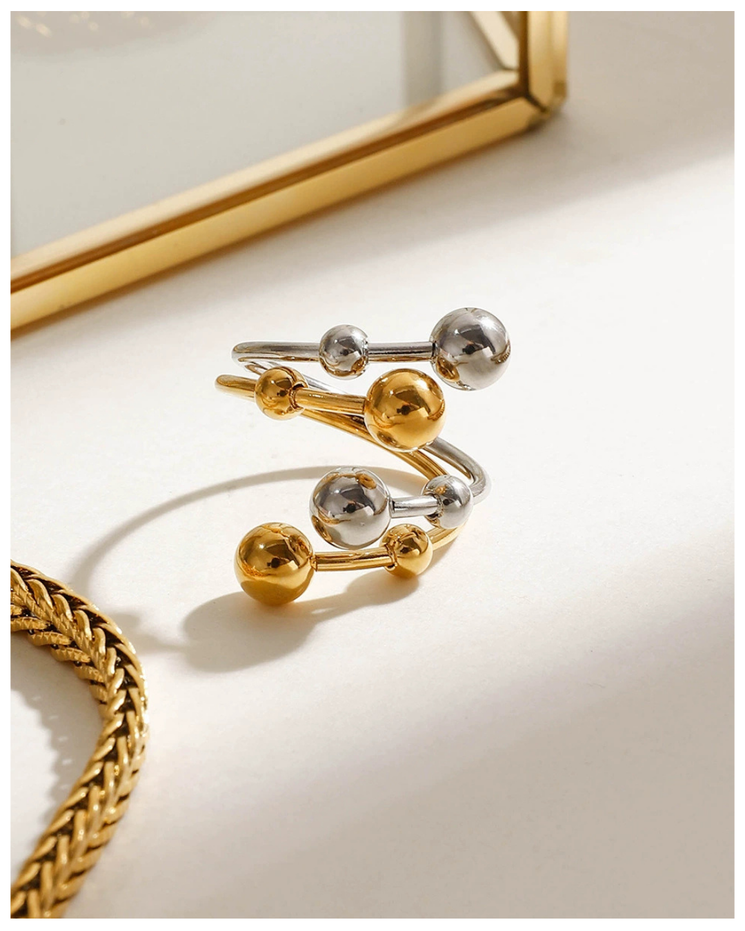 316L Bi-Color Sphere Bubble Ring3 - リング｜Misy Jewelry