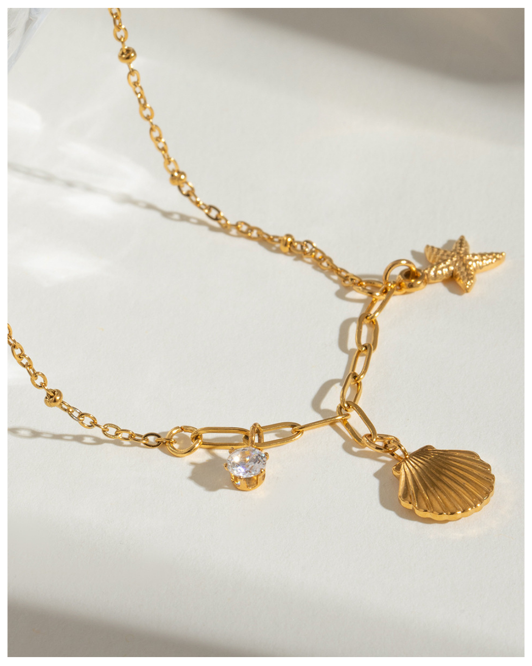 316L Shell & Starfish Charm Necklace 詳細画像2｜Misy Jewelry