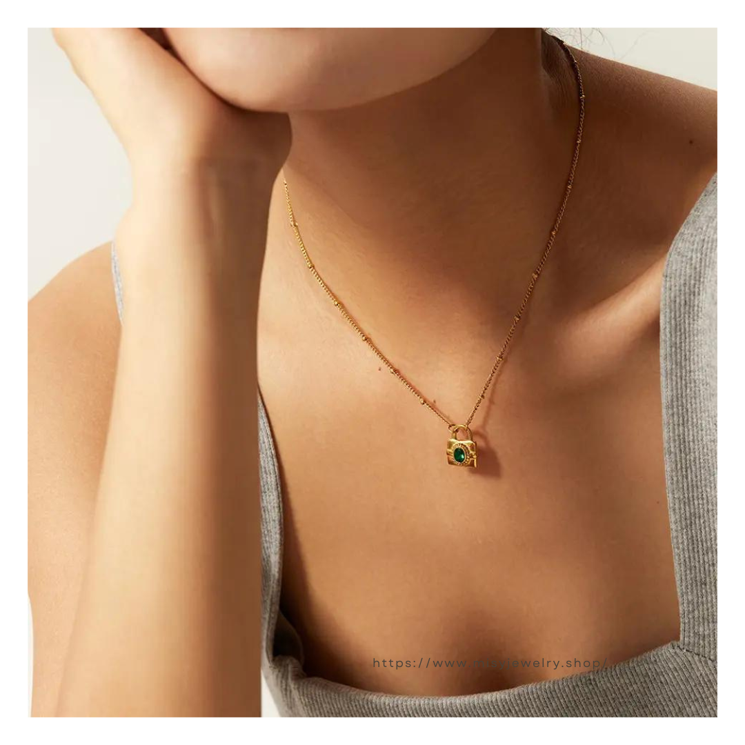 Green Padlock Necklace - ネックレス｜Misy Jewelry