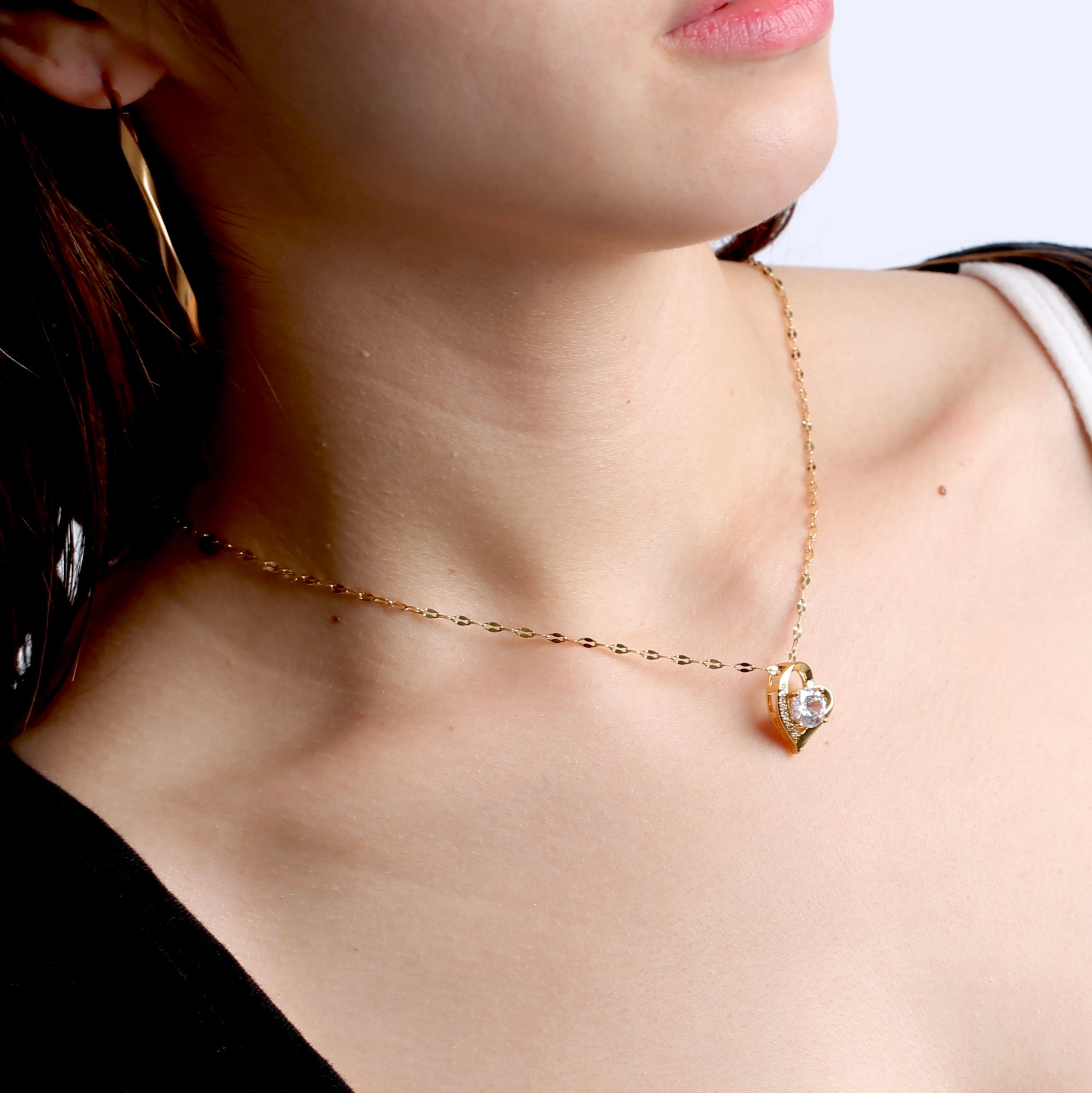 316L Heart zirconia necklace 詳細画像1｜Misy Jewelry