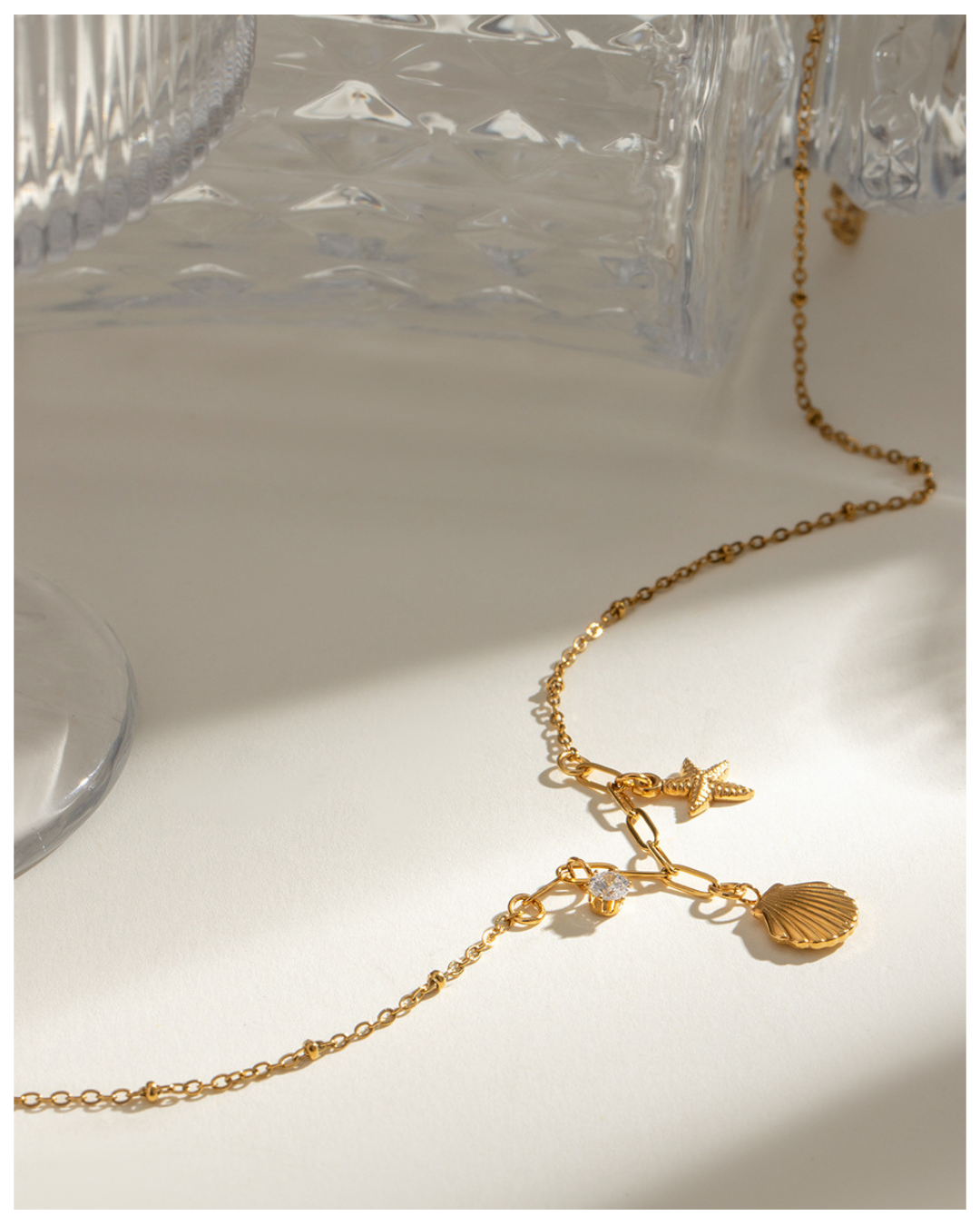 316L Shell & Starfish Charm Necklace 詳細画像4｜Misy Jewelry