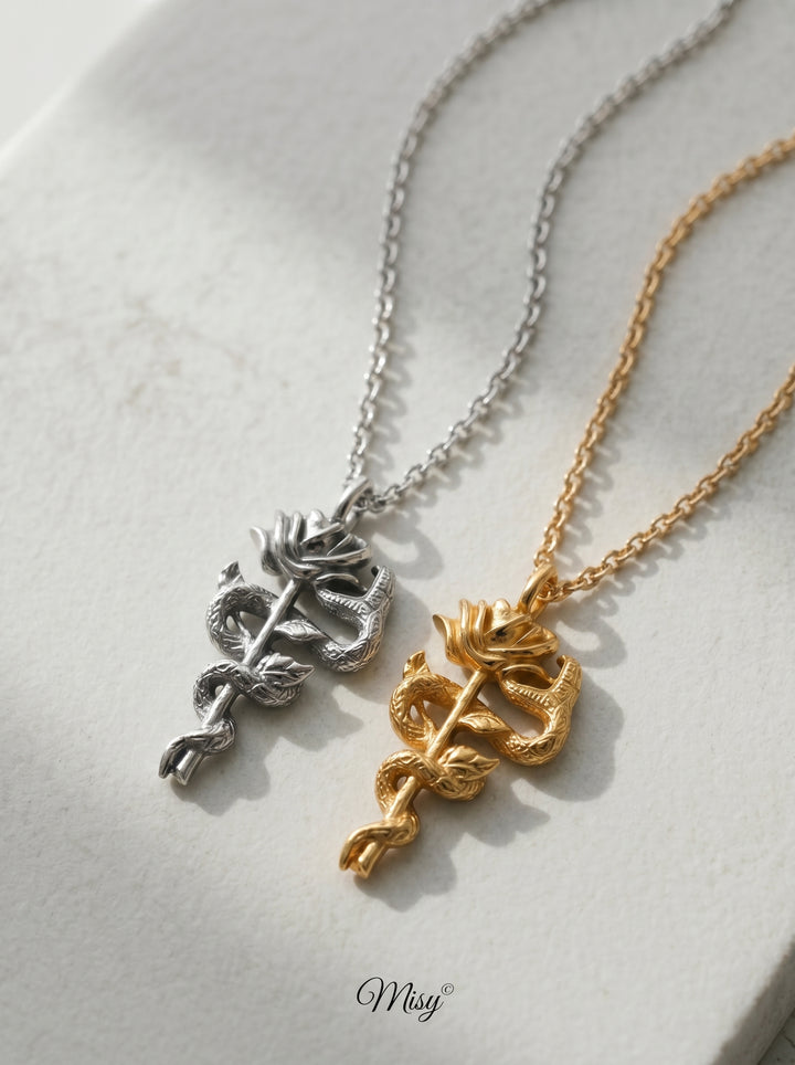 316L Snake Rose Necklace