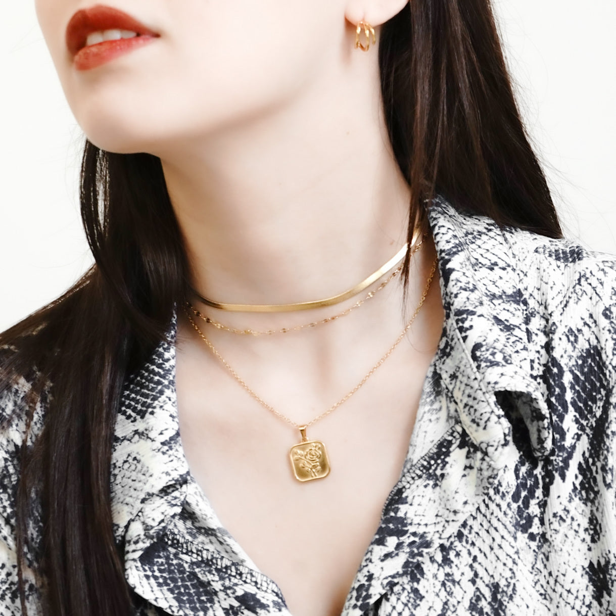 316L Rose square necklace 詳細画像7｜Misy Jewelry