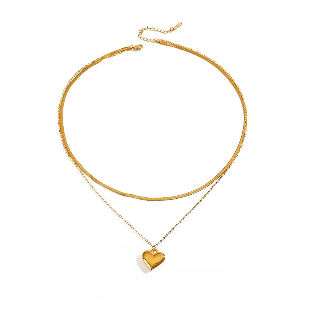 316L Luna Heart Dual Necklace — 着用イメージ | ネックレス | サージカルステンレス316L | Misy Jewelry