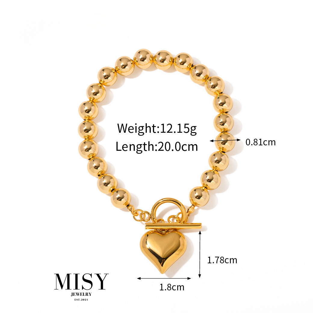 316L Ball Heart Bracelet — ディテール | ブレスレット | サージカルステンレス316L | Misy Jewelry