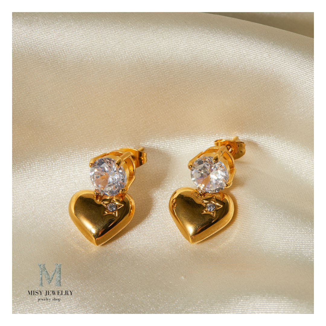 316L Cubic Zirconia Heart Pierce 詳細画像1｜Misy Jewelry