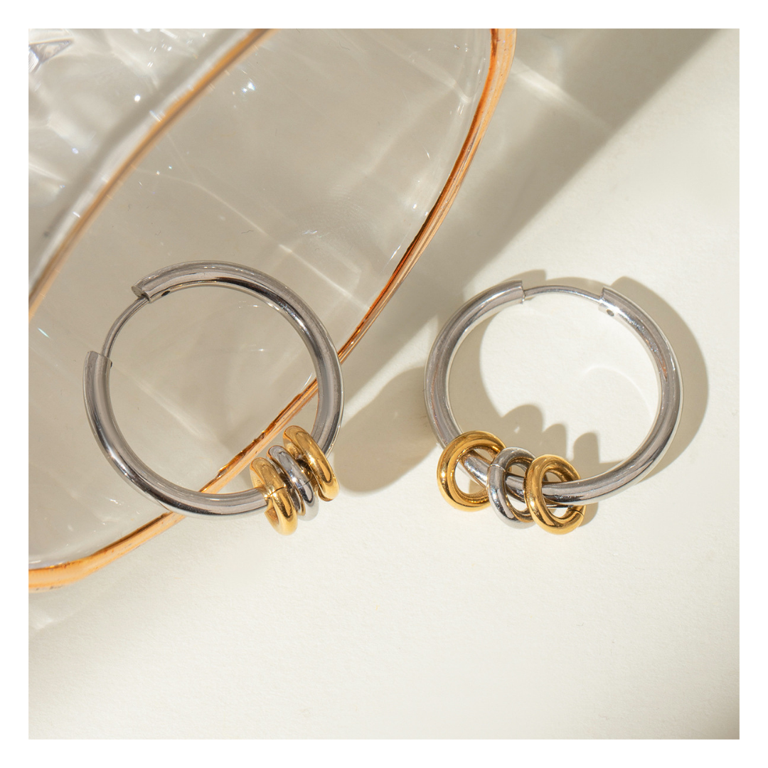 316L Elegant Bi-color Hoop Pierce - ピアス・イヤリング｜Misy Jewelry