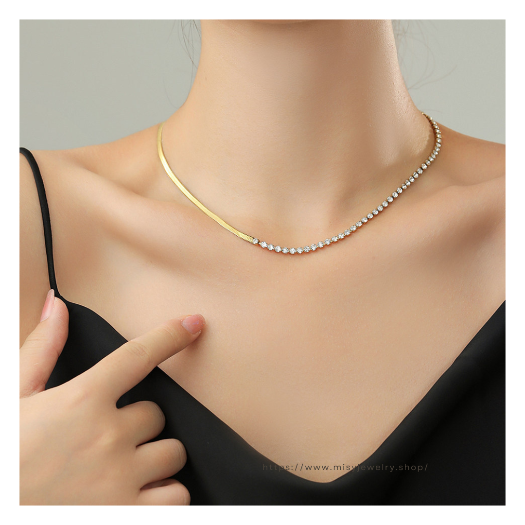 316L Snake & Zirconia Necklace 詳細画像3｜Misy Jewelry