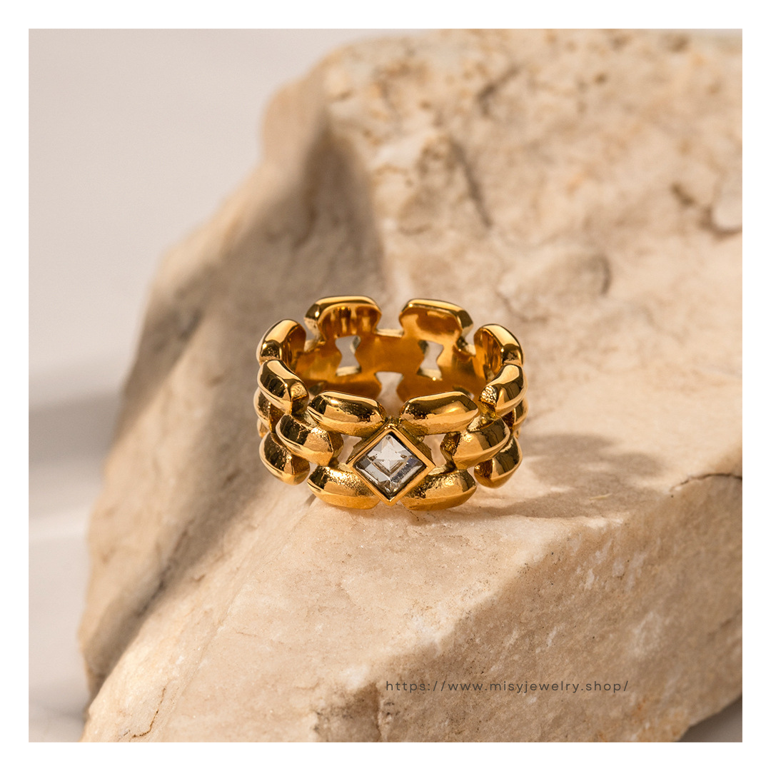 316L Puzzled Zirconia Ring - リング｜Misy Jewelry
