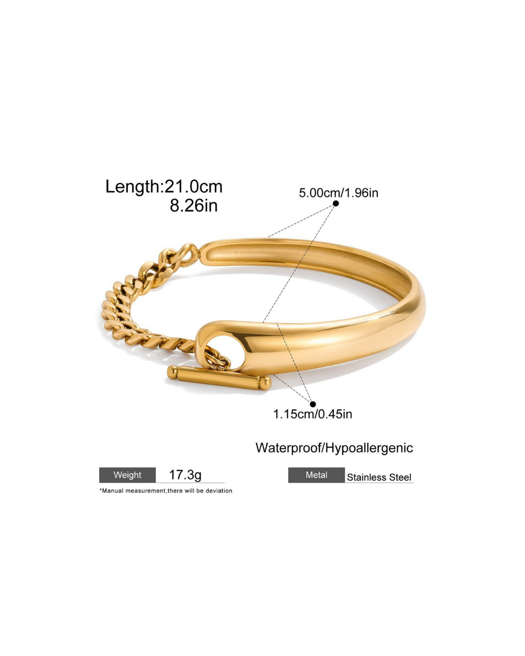 316L T-Bar Curve Chain Bracelet — ディテール | ネックレス | サージカルステンレス316L | Misy Jewelry