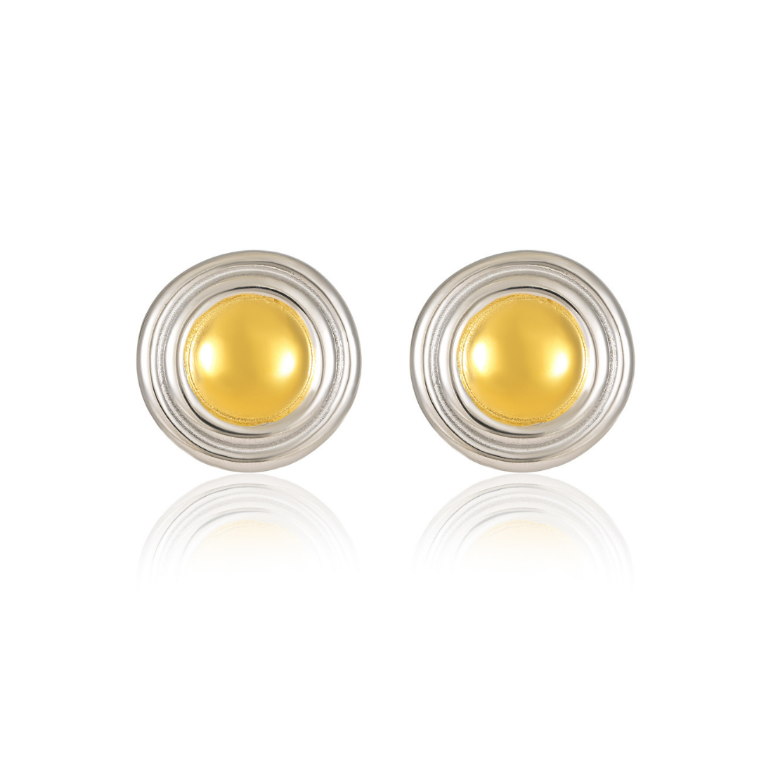 316L Halo Bi-Color Stud Earrings 詳細画像3｜Misy Jewelry