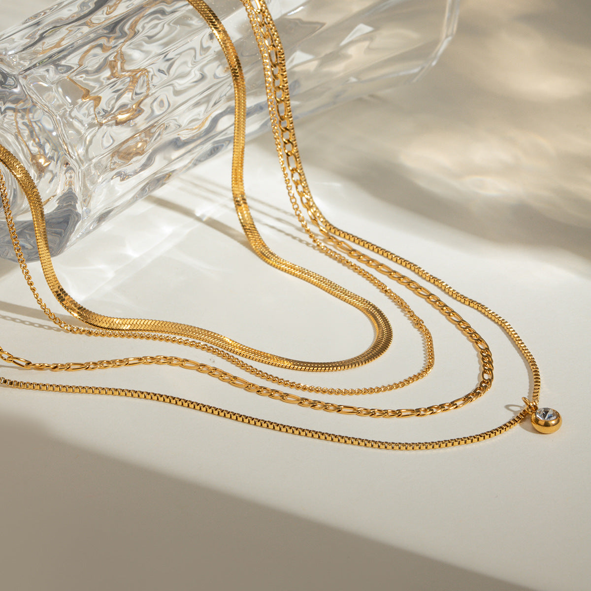 316L Layered Chain Necklace layered chain close-up