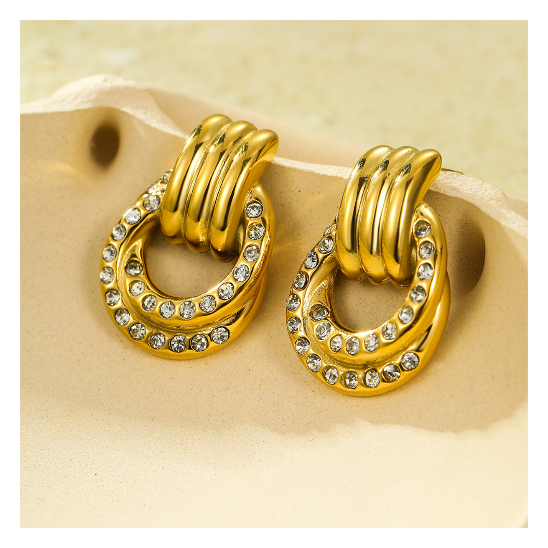 316L Loop Zirconia Earrings 詳細画像5｜Misy Jewelry