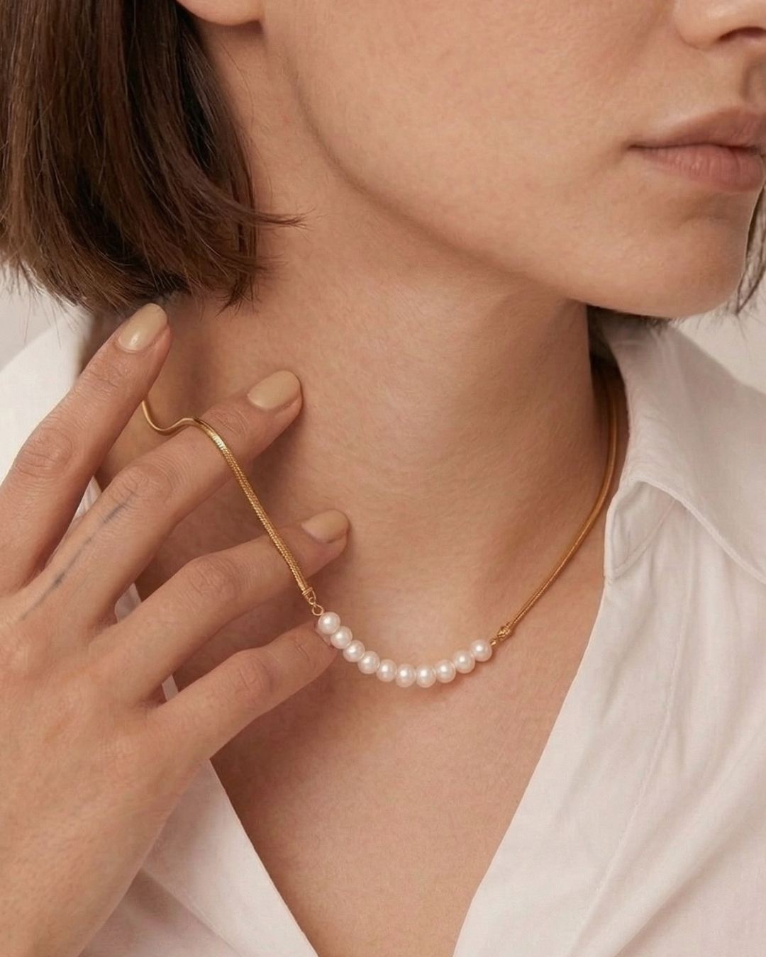 316L Snake Perl Necklace 詳細画像8｜Misy Jewelry