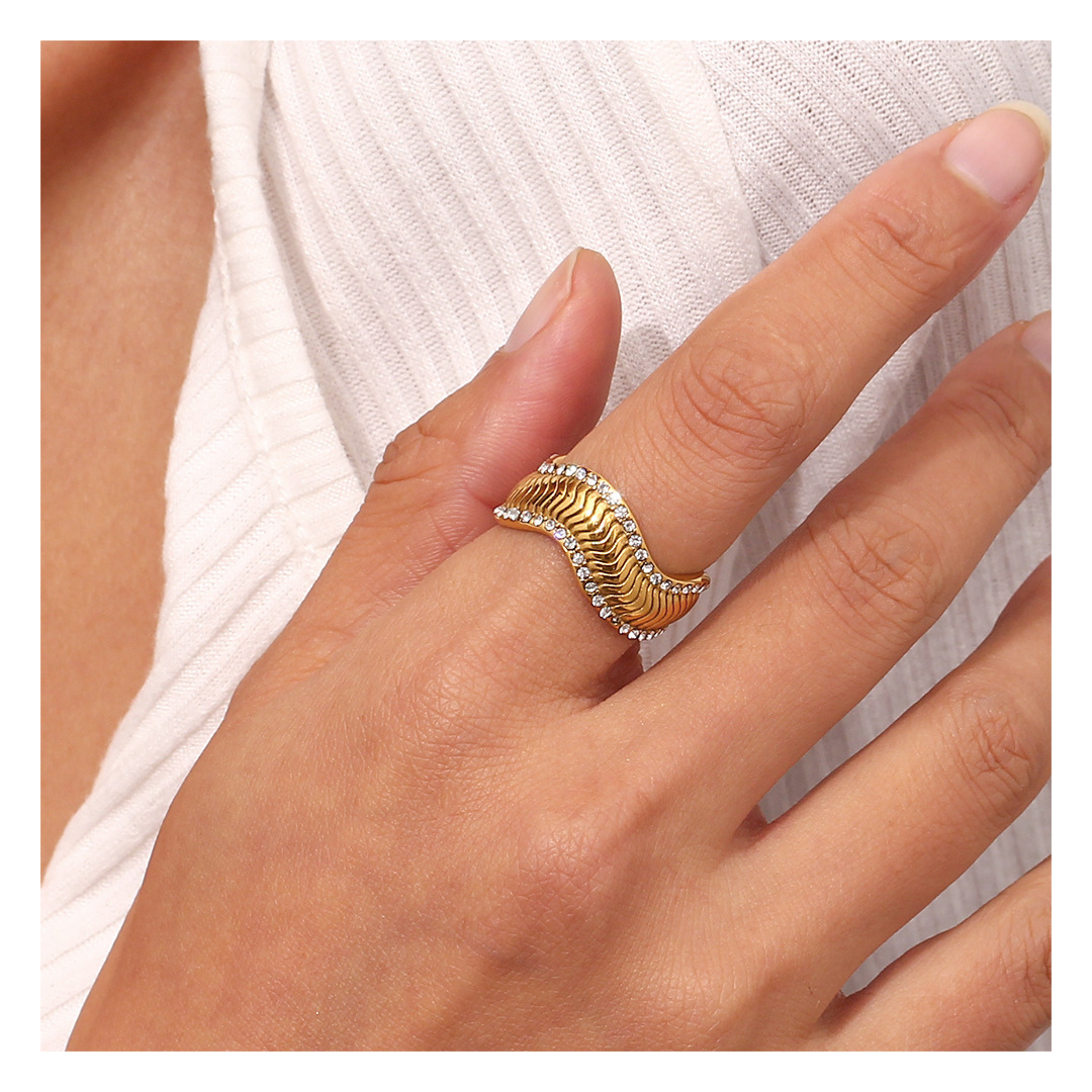 316L Wave Zirconia Ring 詳細画像4｜Misy Jewelry
