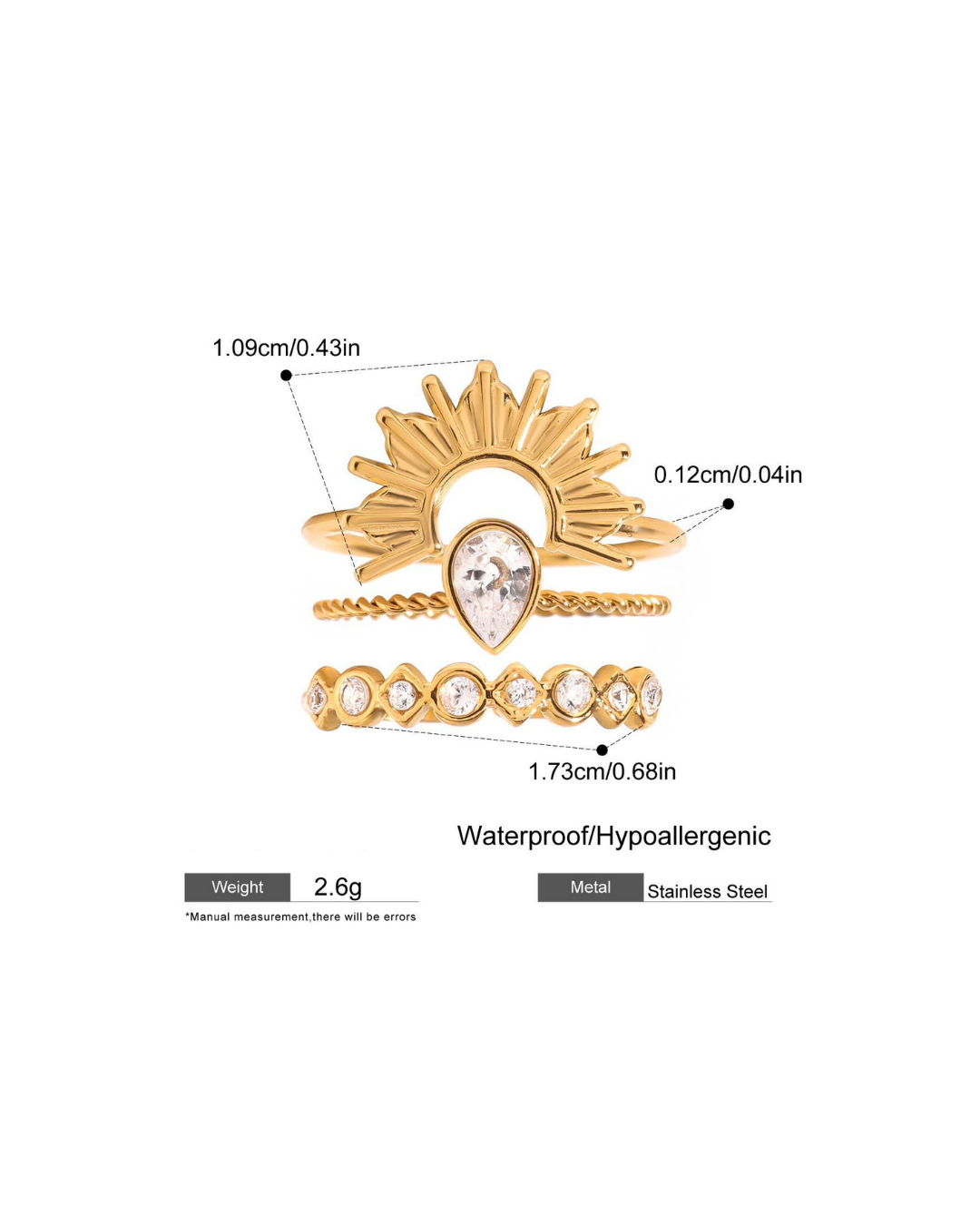 316L Sunbeam Ring Set（3点セット） 詳細画像8｜Misy Jewelry