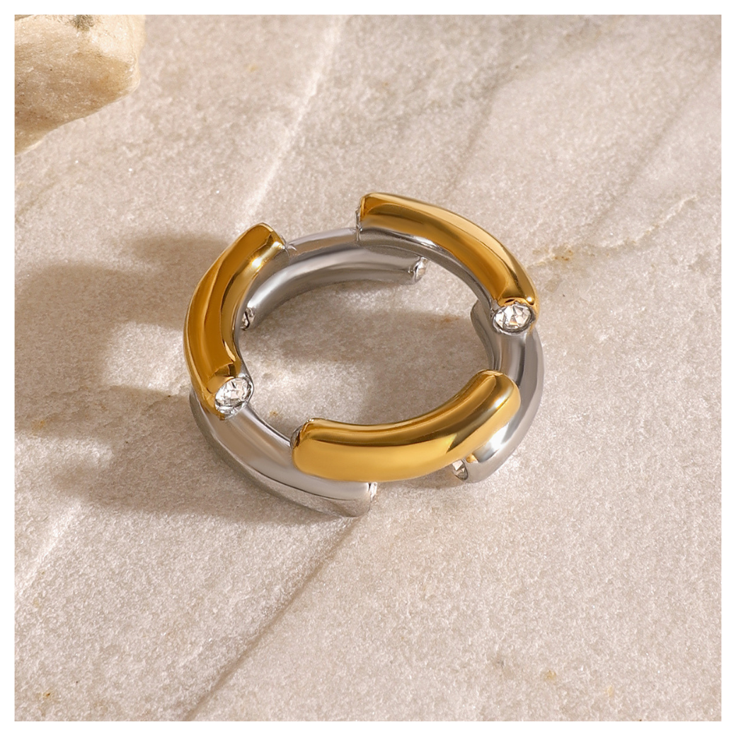 316L Bi-Color Gemstone Ring 詳細画像1｜Misy Jewelry