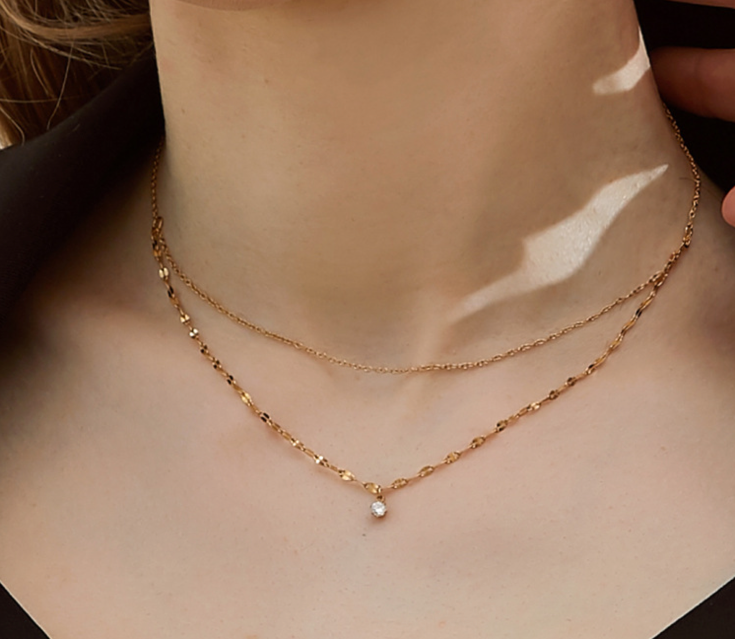 316L Petal Cubic Zirconia Double Necklace — ディテール | ネックレス | サージカルステンレス316L | Misy Jewelry