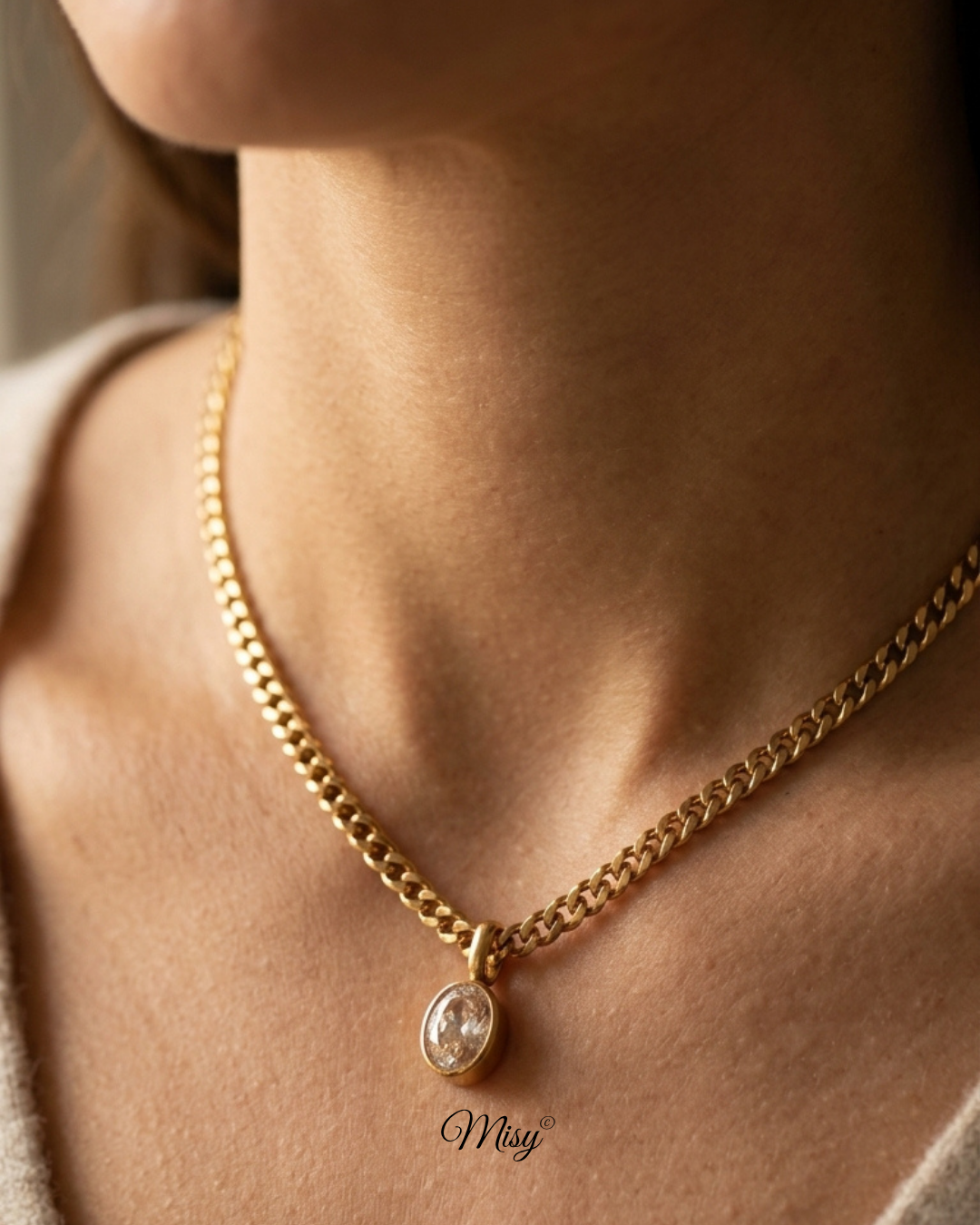 316L Zirconia Flat Necklace｜金属アレルギー対応 316Lサージカルステンレスジュエリー Misy（画像4）