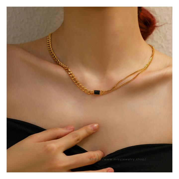 316L Square Zirconia Necklace