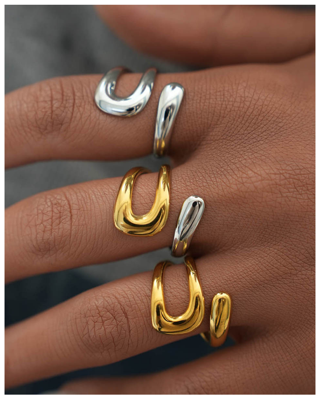 316L Bi-color Curve Sculpture Ring 詳細画像6｜Misy Jewelry