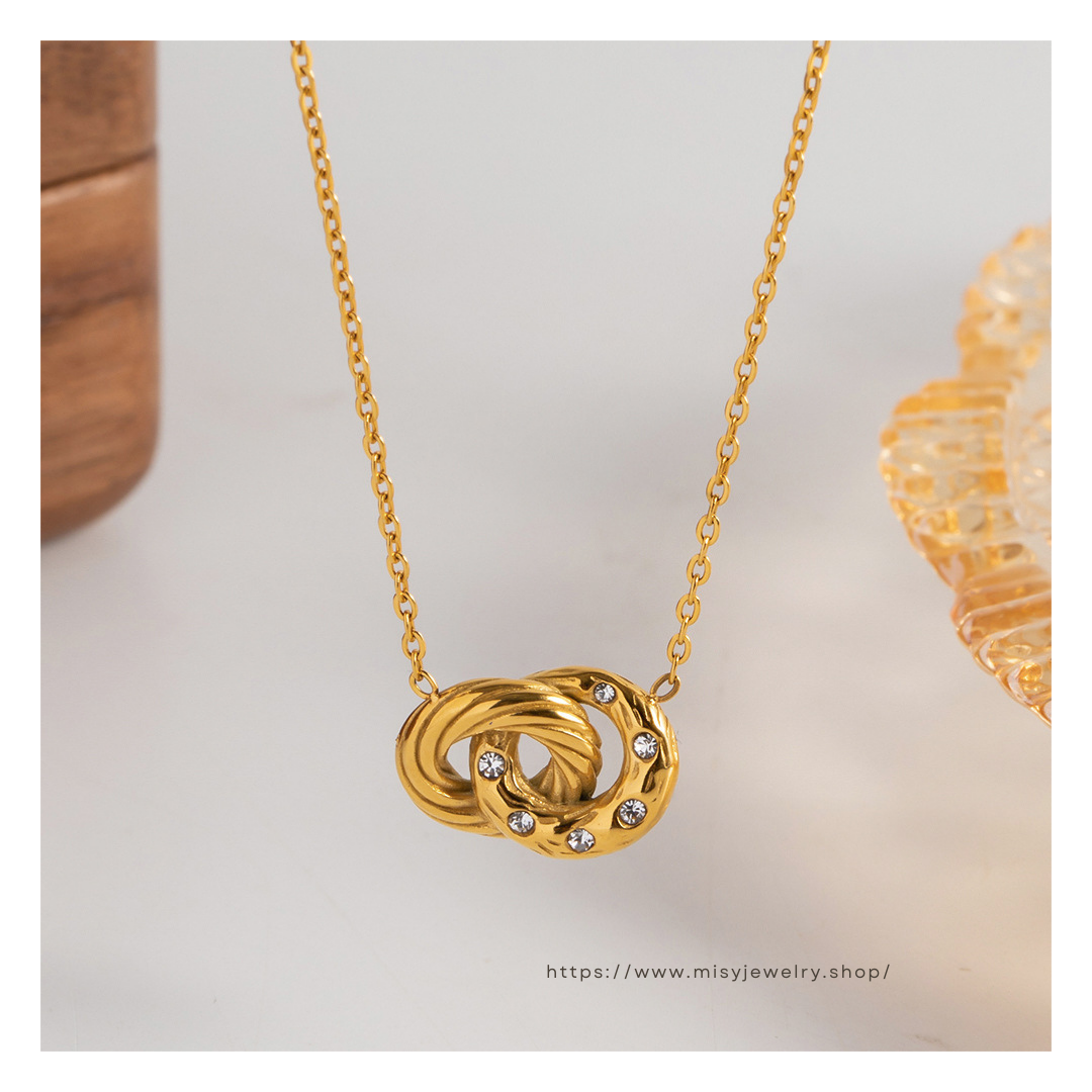 316L Zirconia Double Ring Necklace — 着用イメージ | リング | サージカルステンレス316L | Misy Jewelry