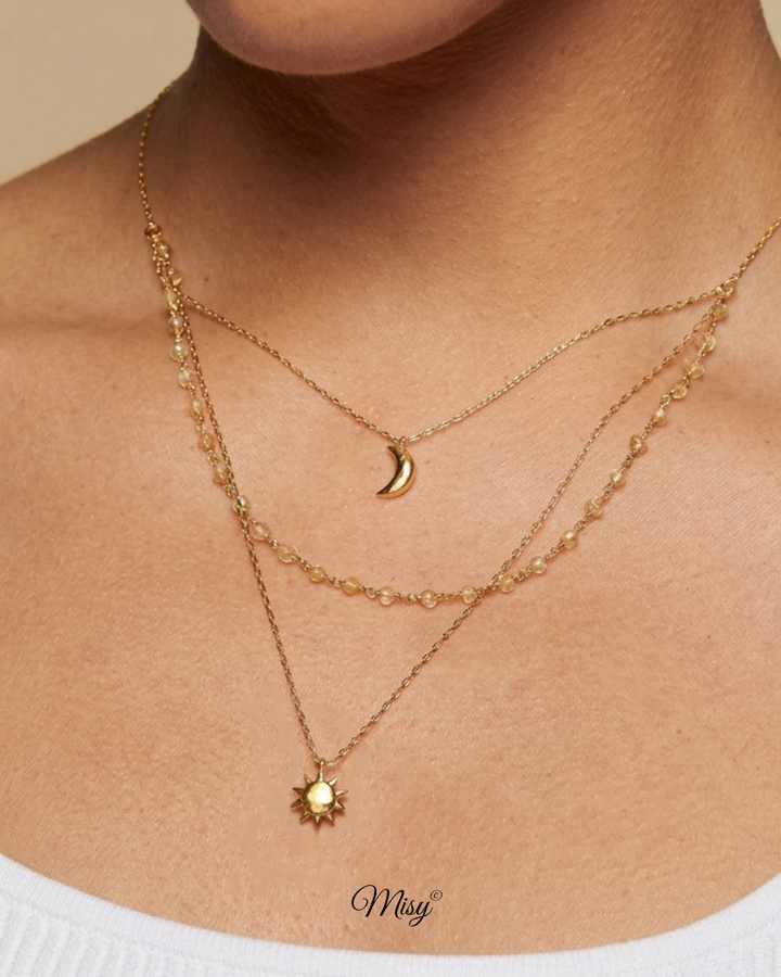 316L Sun & Moon Layered Necklace