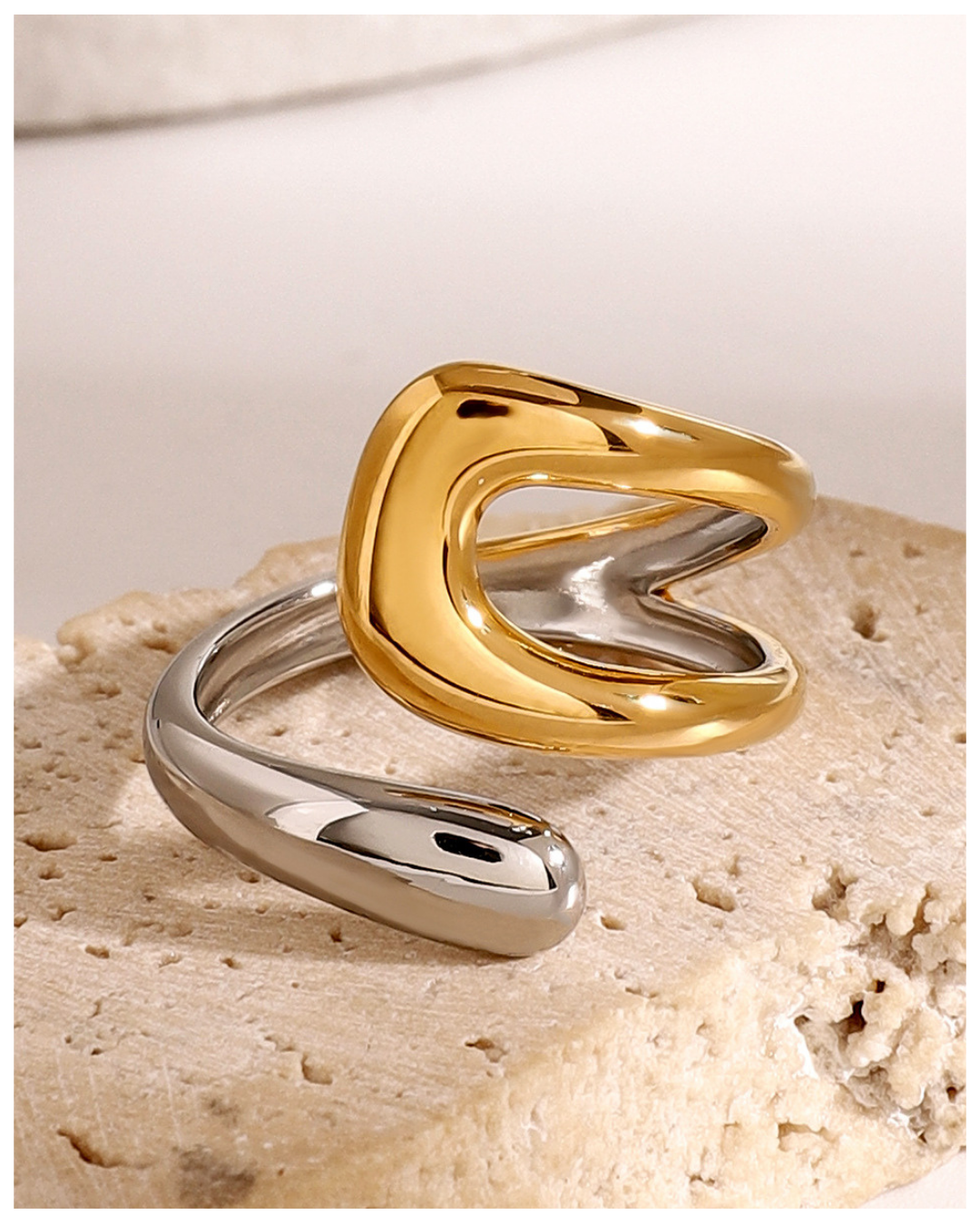 316L Bi-color Curve Sculpture Ring 詳細画像2｜Misy Jewelry