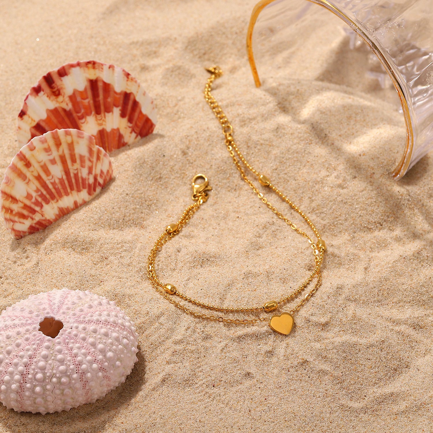 Heart & Beads Anklet — ディテール | ブレスレット | サージカルステンレス316L | Misy Jewelry