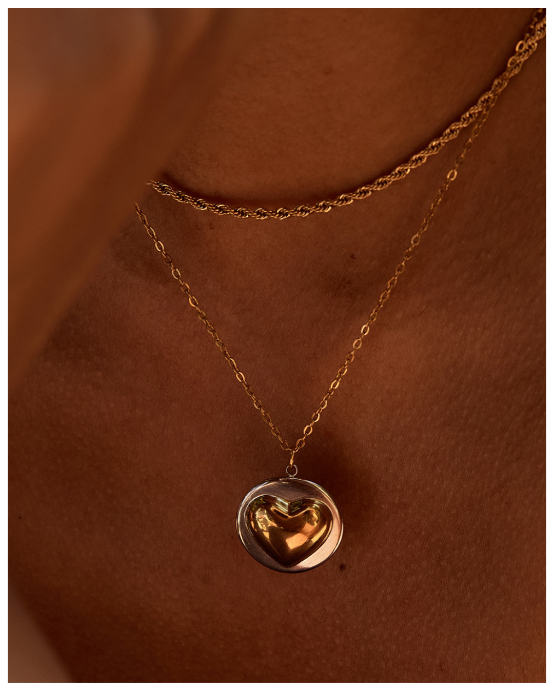 316L Two-Tone Heart Pendant Necklace — ディテール | ネックレス | サージカルステンレス316L | Misy Jewelry
