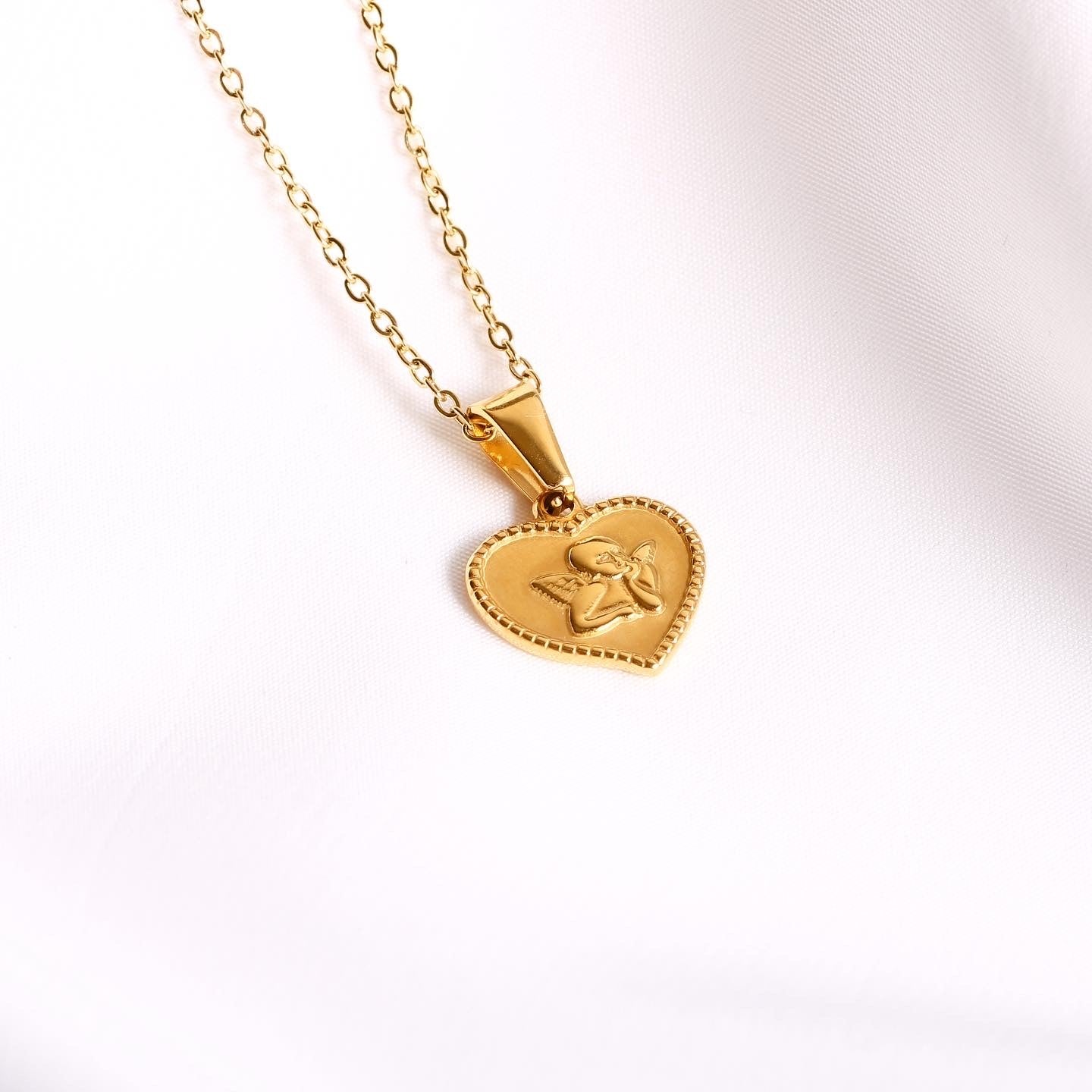 316L Heart Angel Coin necklace #D15 - ネックレス｜Misy Jewelry