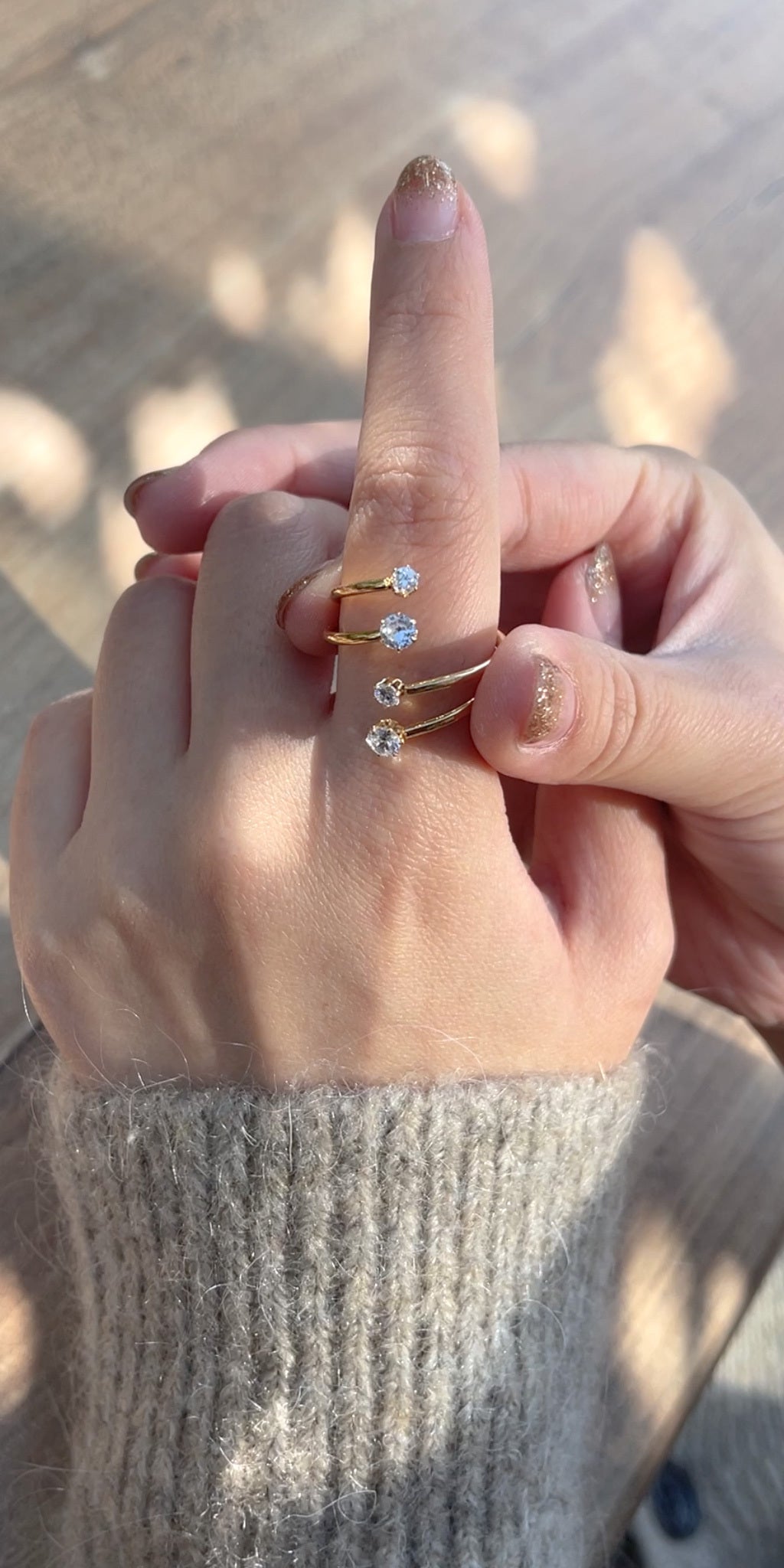 316L 4 Cubic Zirconia Ring Free size — ディテール | リング | サージカルステンレス316L | Misy Jewelry