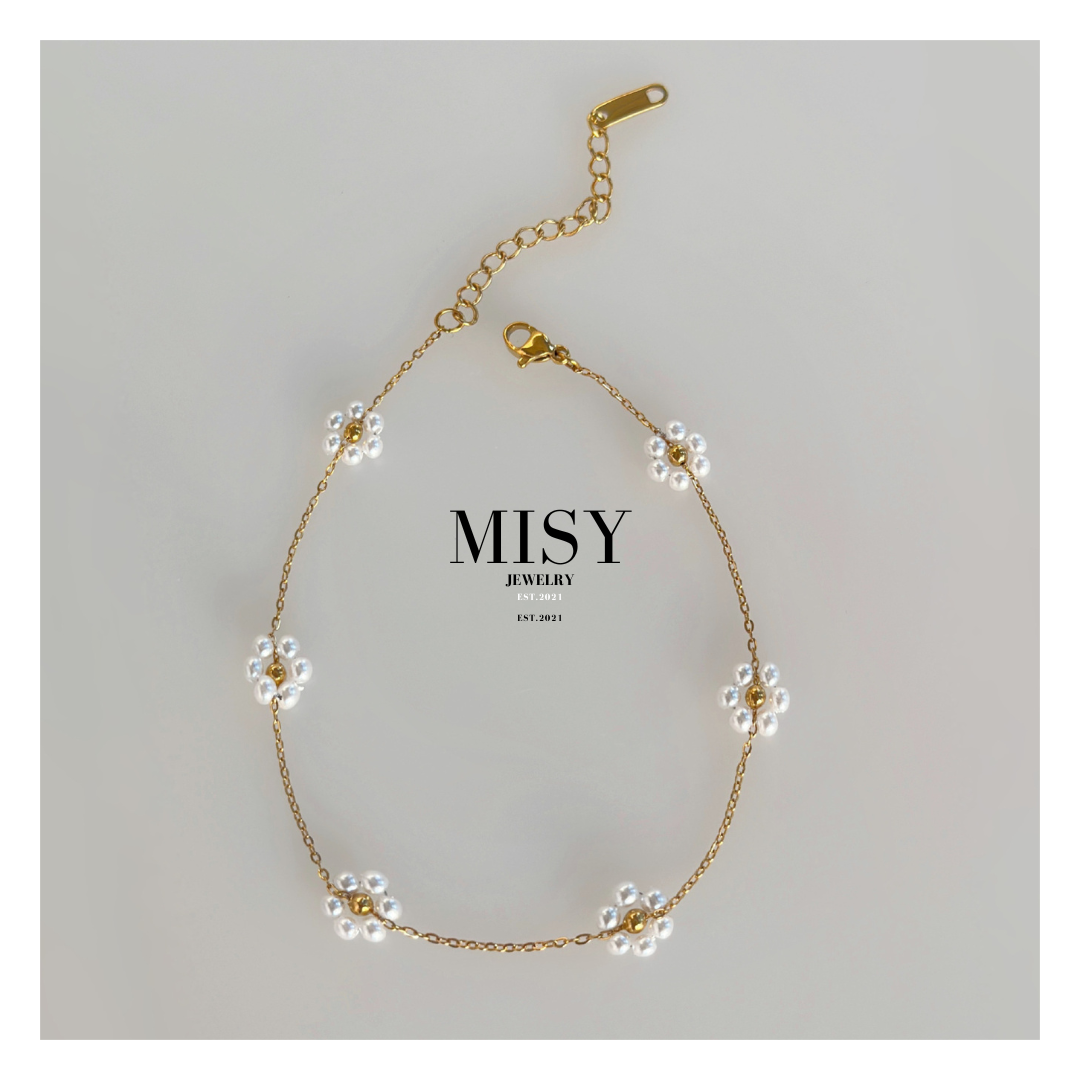 316L Flower Chain Ancklet 詳細画像1｜Misy Jewelry
