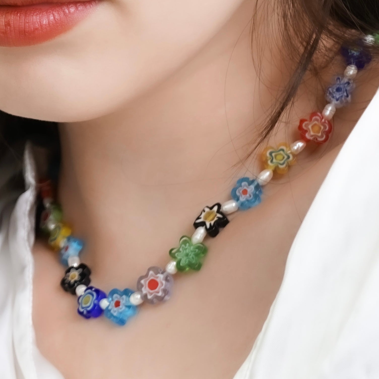 316L Millefiori Perl necklace 1